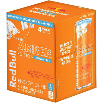 Red Bull Edición Ámbar sin azúcar, fresa y albaricoque x4